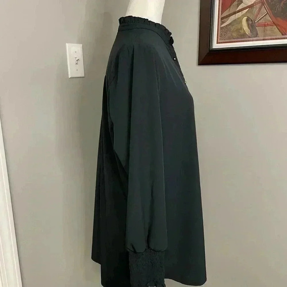 Soft Surroundings The Vivian Shirt Black long button down piecrust collar PLarge - Picture 3 of 7